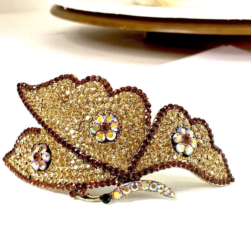 RARE  Gorgeous Swarovski Butterfly Hair Barrette - Picture 6 of 10